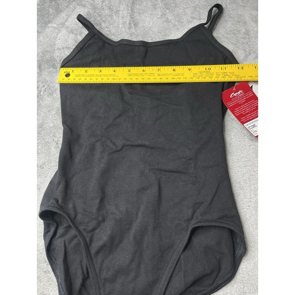 Capezio Kids Black Cami Leotard Adjustable Straps Cotton Lycra‎ CC100C Large